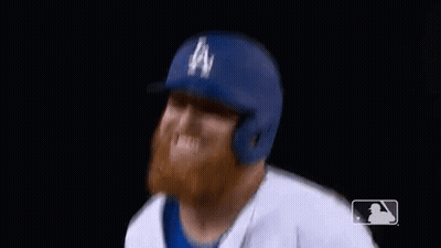Man With Beard In LA Baseball Uniform GIF