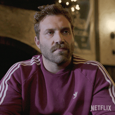 Man With Beard In Netflix Sweatshirt GIF
