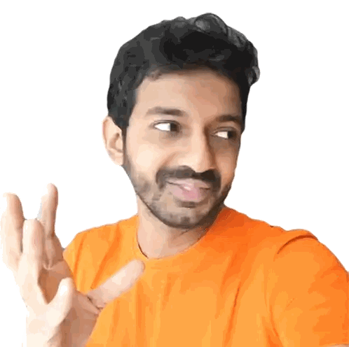 Man With Beard In Orange Shirt Sticker