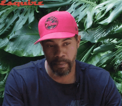 Man With Beard In Pink 76Ers Hat GIF
