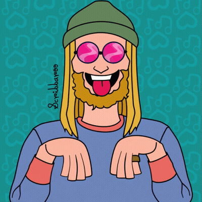 Man With Beard In Pink Glasses And Green Hat GIF