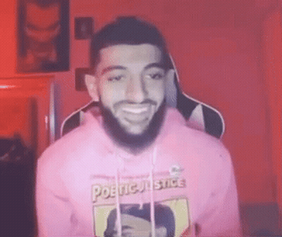 Man With Beard In Pink Hoodie GIF