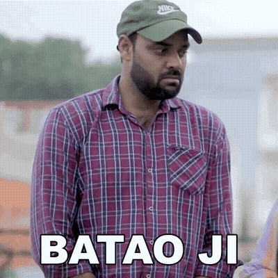 Man With Beard In Plaid Shirt And Hat Says Batao Ji GIF