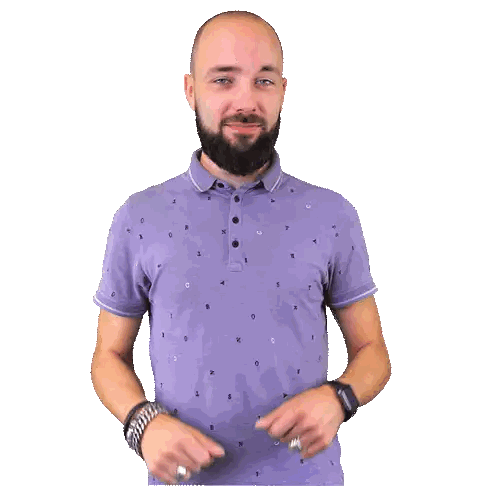 Man With Beard In Purple Shirt Giving Thumbs Up Sticker