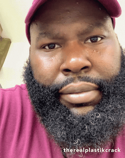 Man With Beard In Red Hat And Purple Shirt Saying Therealplastikcrack GIF