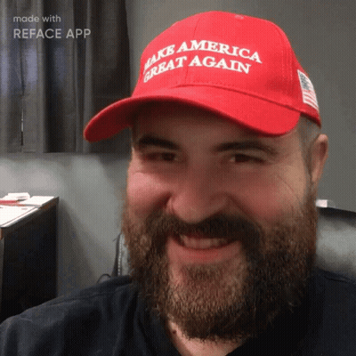 Man With Beard In Red Hat Make America Great Again GIF
