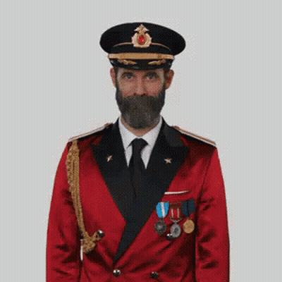 Man With Beard In Red Jacket And Black Hat GIF