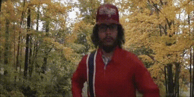 Man With Beard In Red Jacket And Hat GIF