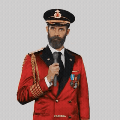 Man With Beard In Red Military Uniform And Black Hat GIF
