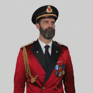 Man With Beard In Red Military Uniform GIF