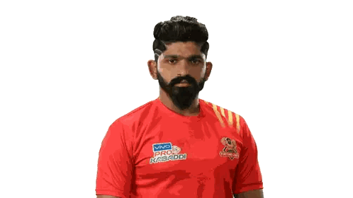 Man With Beard In Red Pro Kabaddi Shirt Sticker