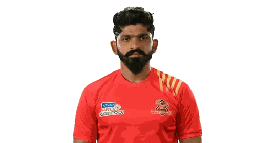 Man With Beard In Red Pro Kabaddi Shirt Sticker