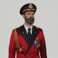 Man With Beard In Red Suit And Black Hat GIF