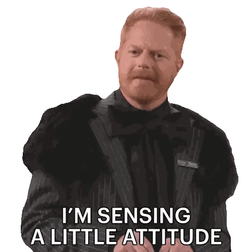 Man With Beard In Suit Says Attitude Sticker