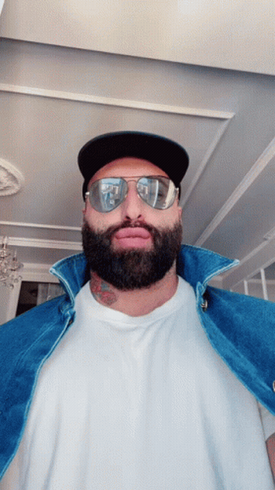 Man With Beard In Sunglasses And Baseball Cap GIF