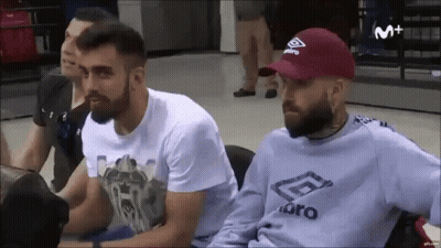 Man With Beard In Umbro Hat And Sweatshirt GIF