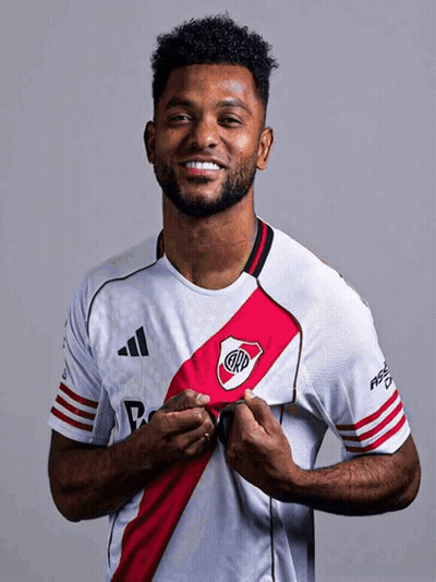 Man With Beard In White And Red Adidas Jersey GIF