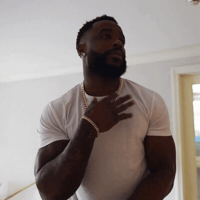 Man With Beard In White Shirt And Gold Chain GIF