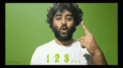 Man With Beard In White Shirt Saying 123 GIF