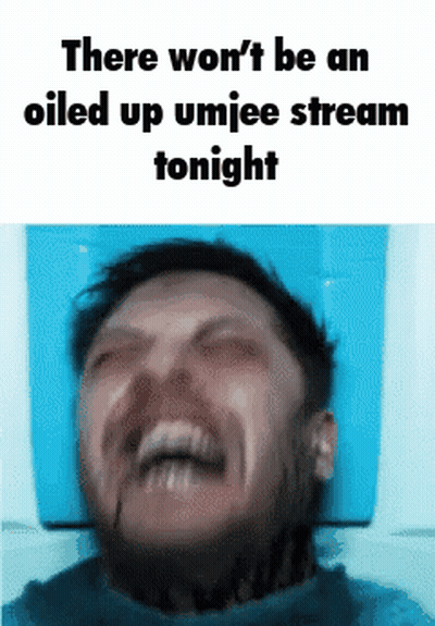 Man With Beard Laughing About Oiled Up Stream GIF