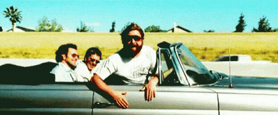 Man With Beard Leaning Out Of Convertible Car GIF