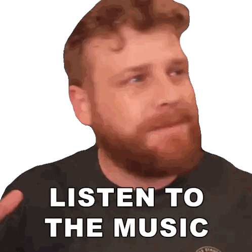 Man With Beard Listening To Music Sticker