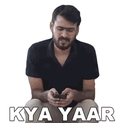 Man With Beard Looking At Phone Kya Yaar Sticker