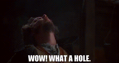 Man With Beard Looking Up Saying Wow What A Hole GIF
