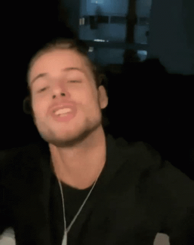 Man With Beard Making Funny Face With Eyes Closed GIF