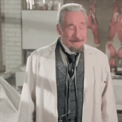 Man With Beard, Mustache, White Coat, Tie GIF