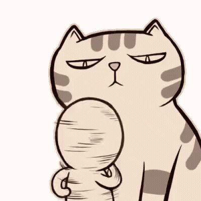 Man With Beard Next To Cartoon Cat GIF