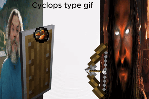 Man With Beard Next To Shield And Sword GIF