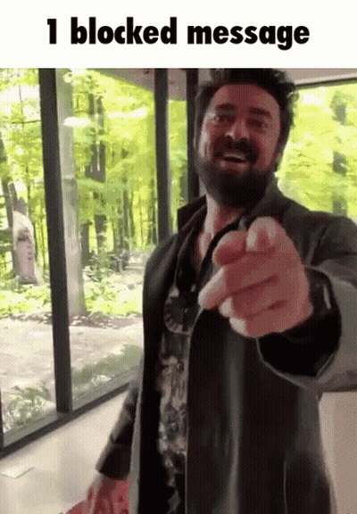 Man With Beard Pointing At Camera 1 Blocked Message GIF