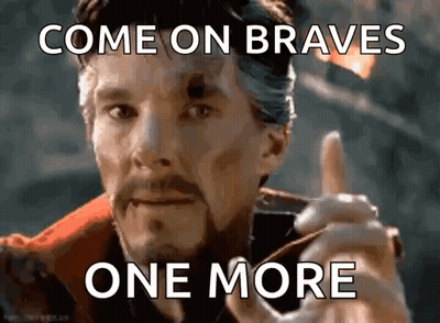 Man With Beard Pointing At Camera Saying Come On Braves One More GIF