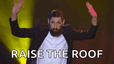 Man With Beard Raising Hands Raise Roof GIF