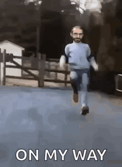 Man With Beard Running On Street GIF