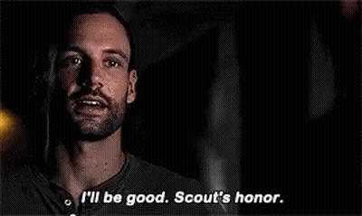 Man With Beard Saluting In Dark Saying I'll Be Good GIF