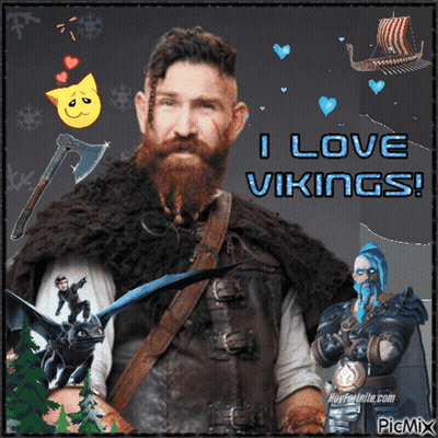 Man With Beard Saying I Love Vikings GIF