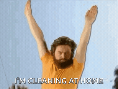 Man With Beard Saying Im Cleaning At Home GIF