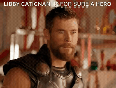 Man With Beard Saying Libby Catignani Is For Sure A Hero GIF