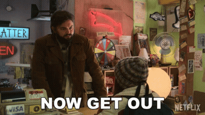 Man With Beard Saying Now Get Out GIF