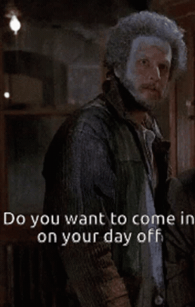 Man With Beard Says Do You Want To Come In On Your Day Off Neva GIF