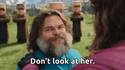 Man With Beard Says Don't Look At Her In Front Of Statues GIF