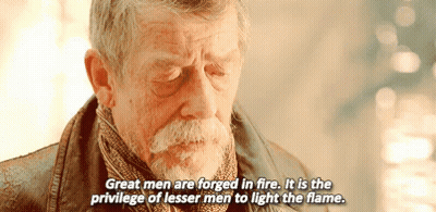 Man With Beard Says Great Men Are Forged In Fire GIF