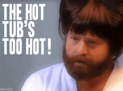 Man With Beard Says Hot Tub Too Hot GIF