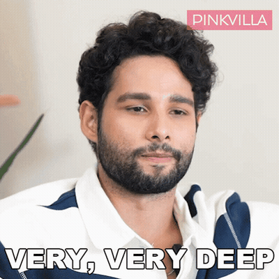 Man With Beard Says Very Very Deep In Front Of Pinkvilla Logo GIF