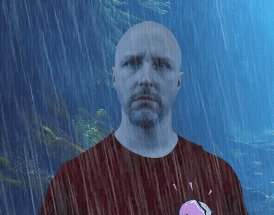 Man With Beard Shaving Head In Mirror GIF