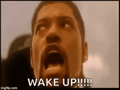 Man With Beard Shouting Wake Up GIF