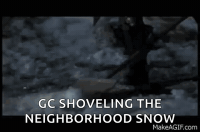 Man With Beard Shoveling Snow GIF