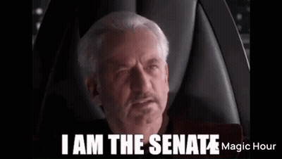 Man With Beard Sitting In Chair Says I Am The Senate GIF
